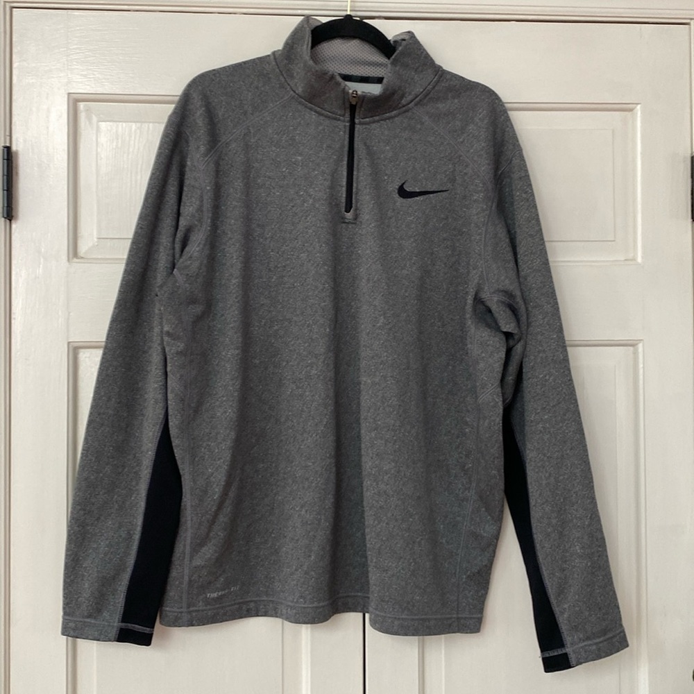 Nike Golf Thermafit Gray Grey Black Swoosh Pullover Jacket Sweatshirt Size XL